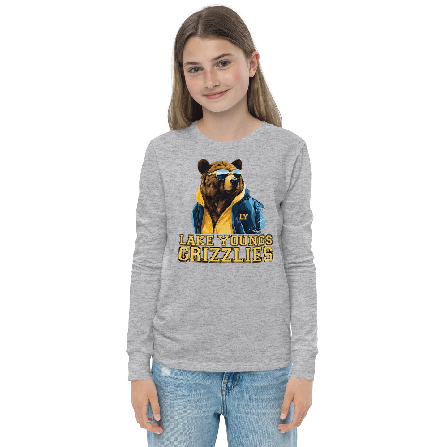 "Grizzly Shades" Youth long sleeve T-Shirt Bella + Canvas 3501Y