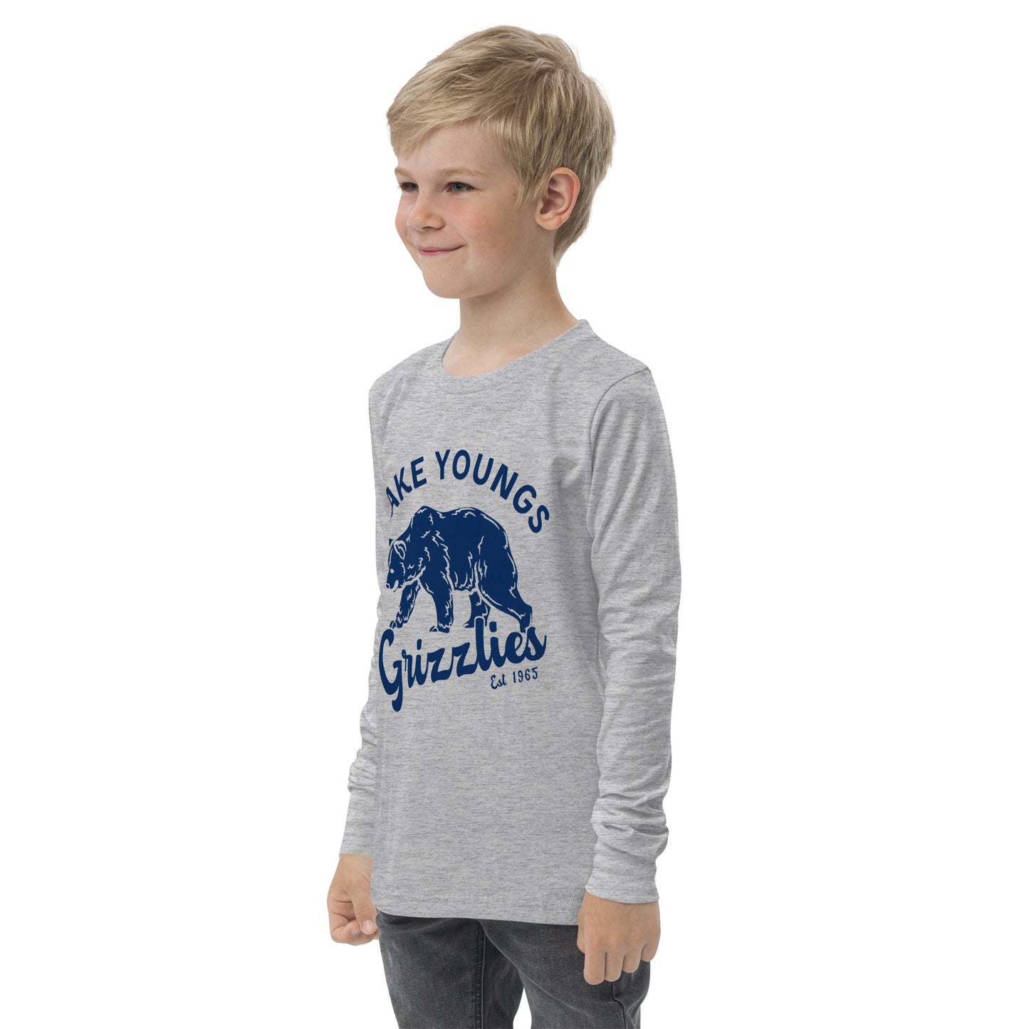 Navy Blue “Retro Lake Youngs” Youth Long Sleeve Bella + Canvas 3501YT-Shirt
