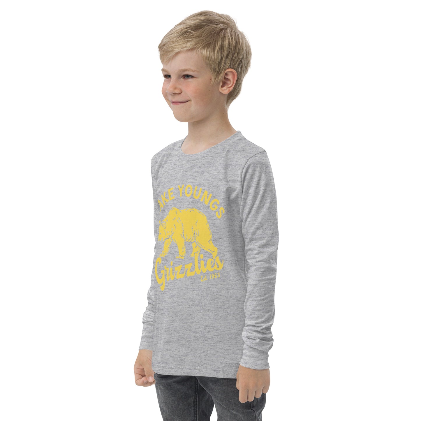Yellow “Retro Lake Youngs” Youth Long Sleeve T-Shirt Bella + Canvas 3501Y