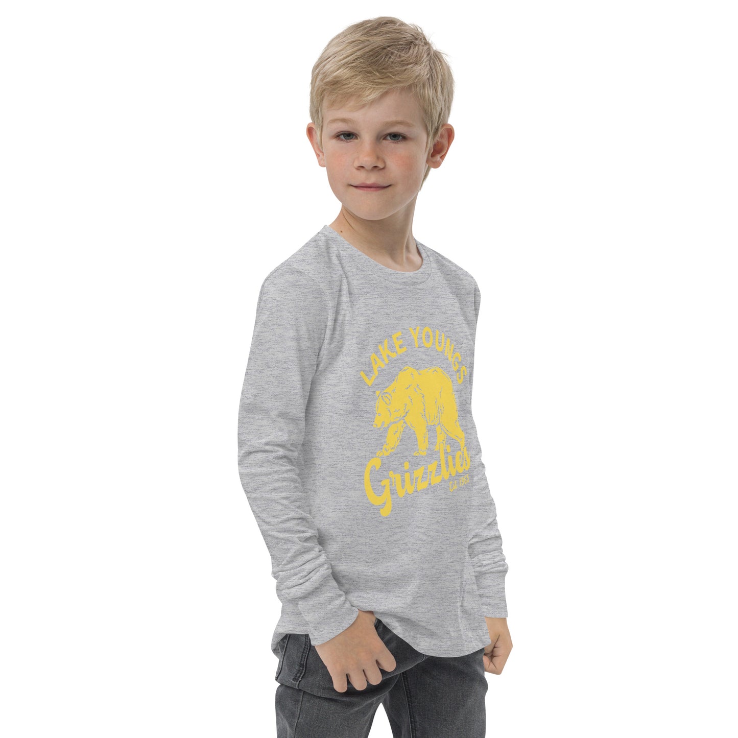 Yellow “Retro Lake Youngs” Youth Long Sleeve T-Shirt Bella + Canvas 3501Y