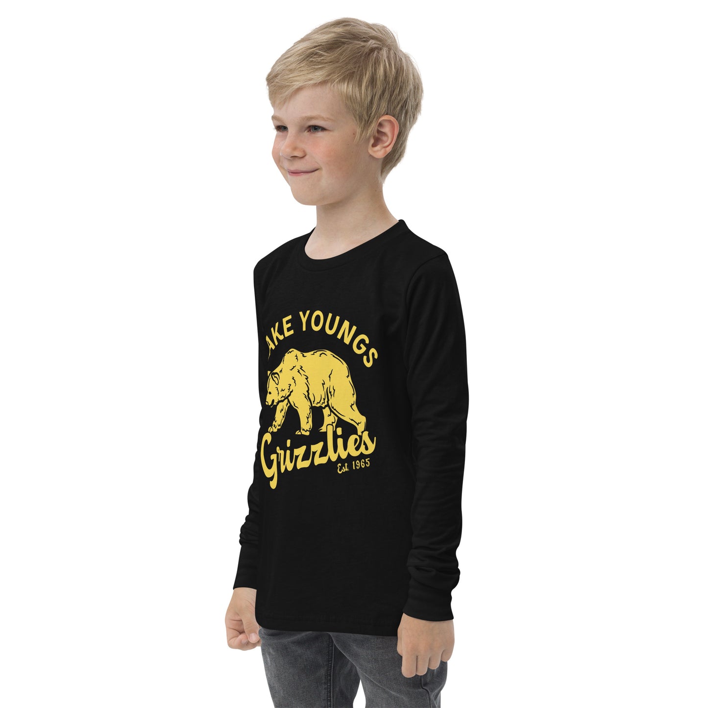 Yellow “Retro Lake Youngs” Youth Long Sleeve T-Shirt Bella + Canvas 3501Y