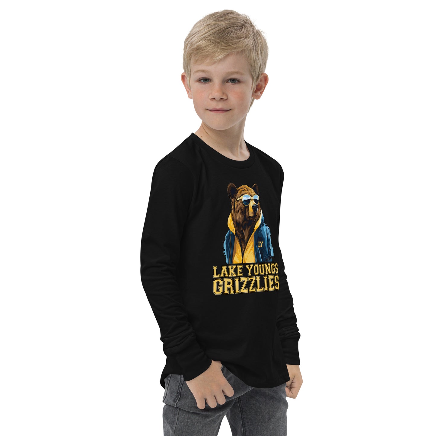 "Grizzly Shades" Youth long sleeve T-Shirt Bella + Canvas 3501Y