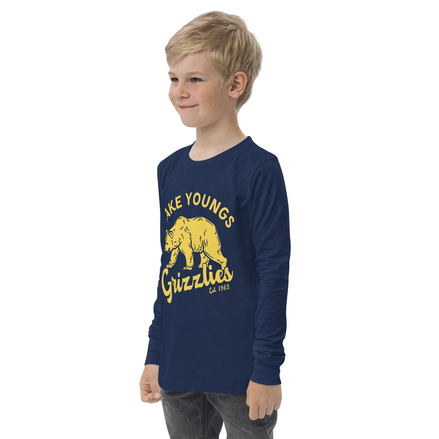 Yellow “Retro Lake Youngs” Youth Long Sleeve T-Shirt Bella + Canvas 3501Y