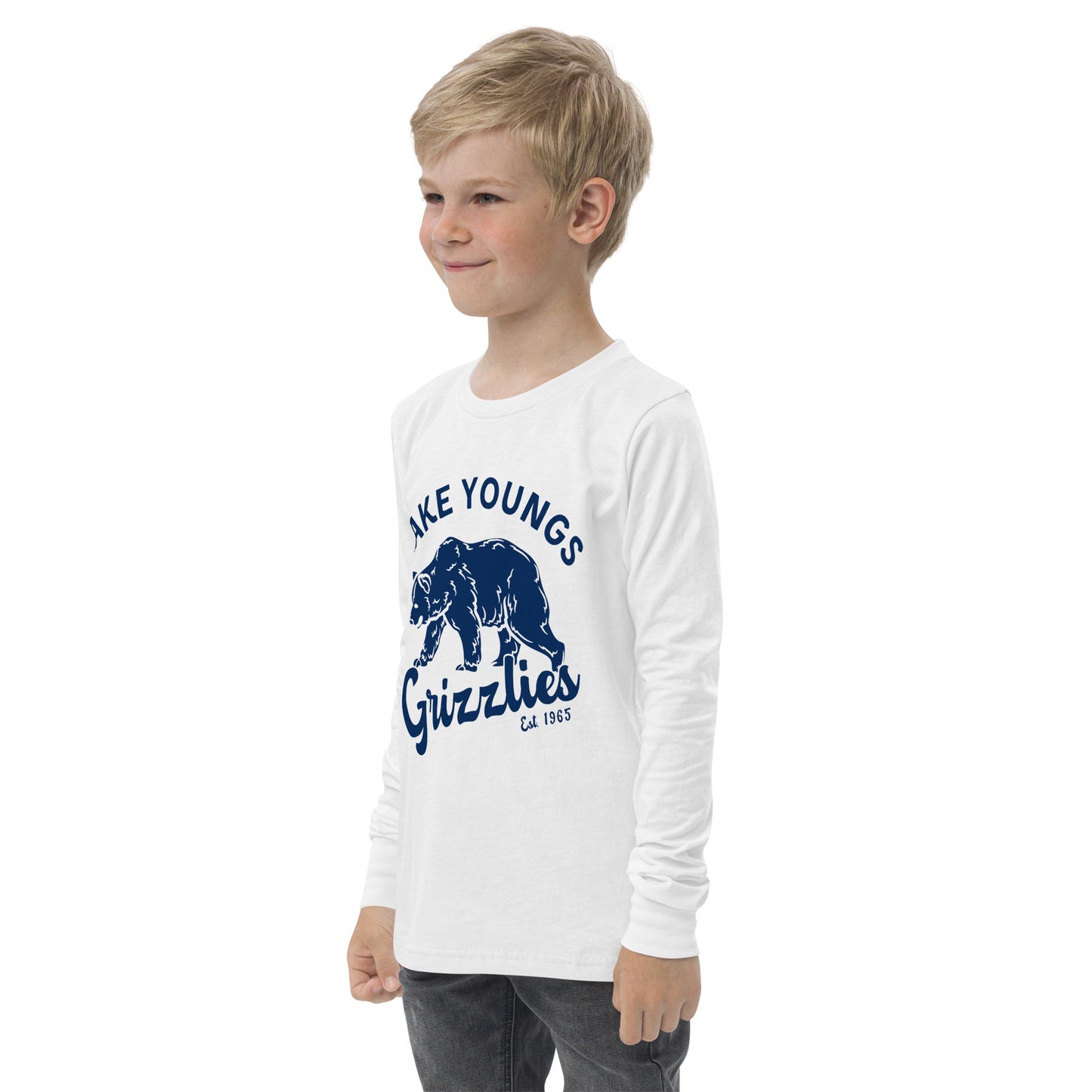 Navy Blue “Retro Lake Youngs” Youth Long Sleeve Bella + Canvas 3501YT-Shirt