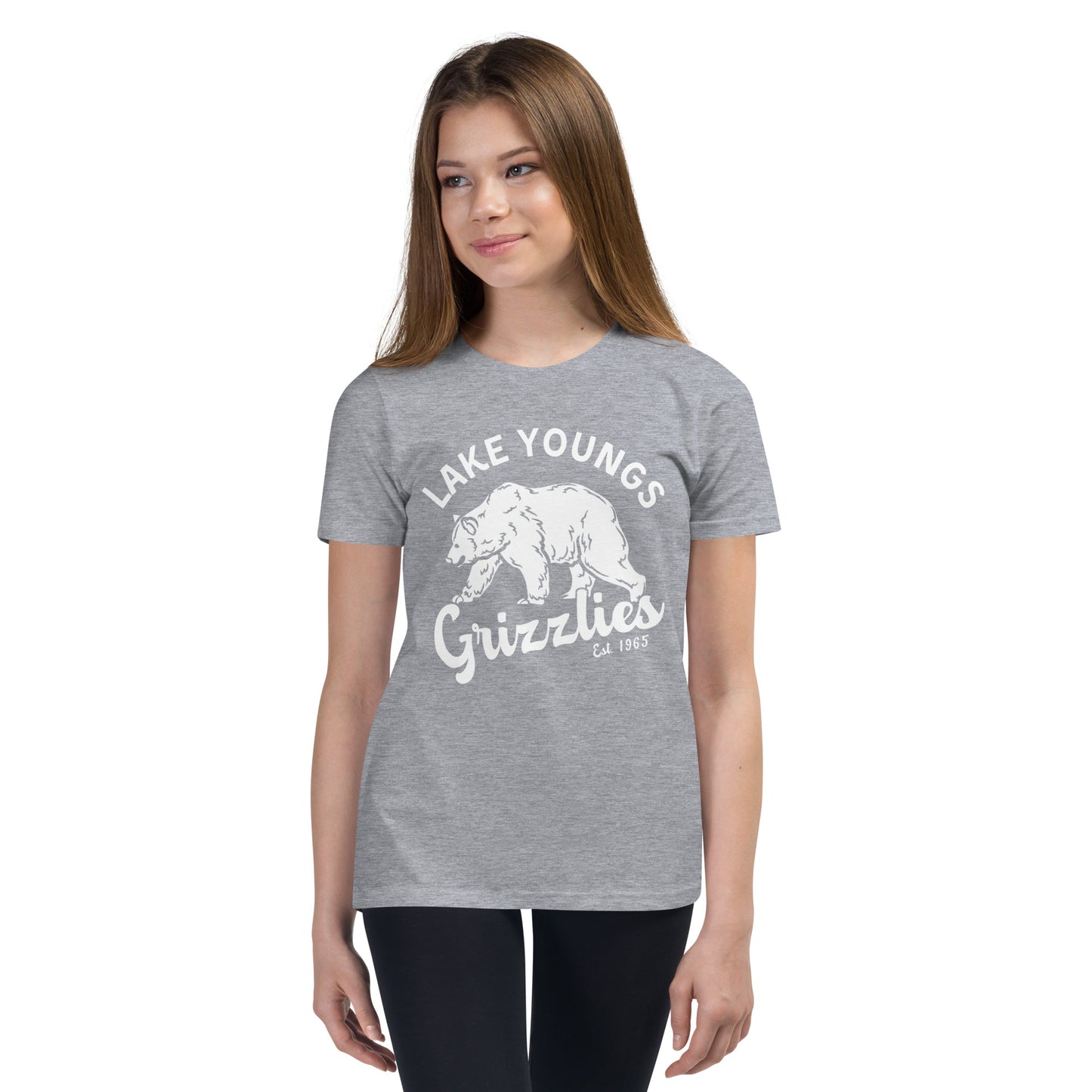 White “Retro Lake Youngs” Youth Short Sleeve T-Shirt Bella + Canvas 3001Y