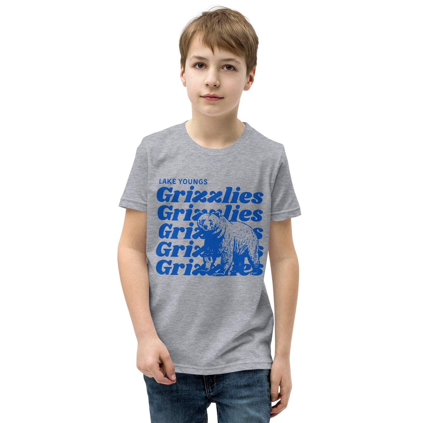 Royal Blue “Grizzlies” Youth Short Sleeve T-Shirt Bella + Canvas 3001Y