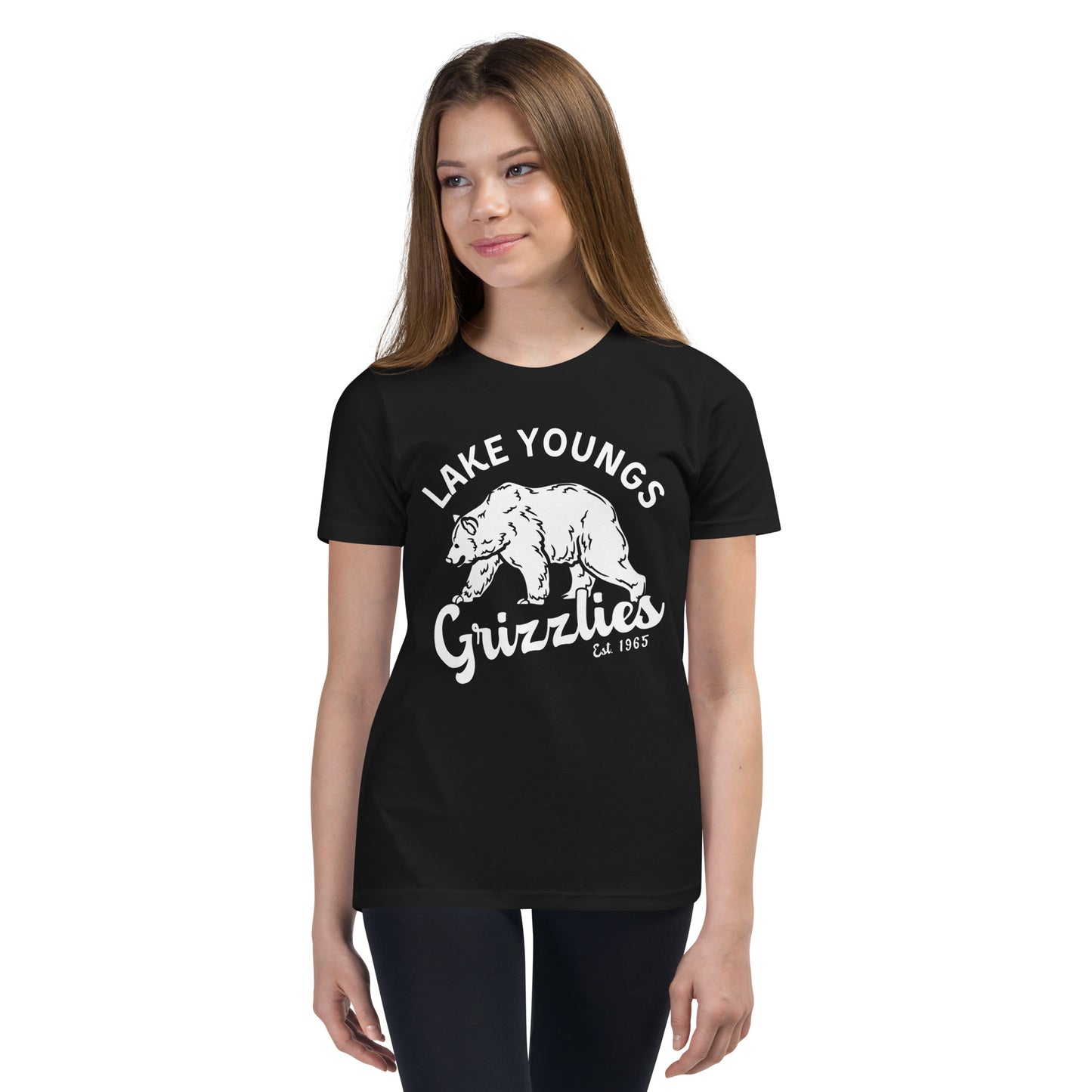 White “Retro Lake Youngs” Youth Short Sleeve T-Shirt Bella + Canvas 3001Y