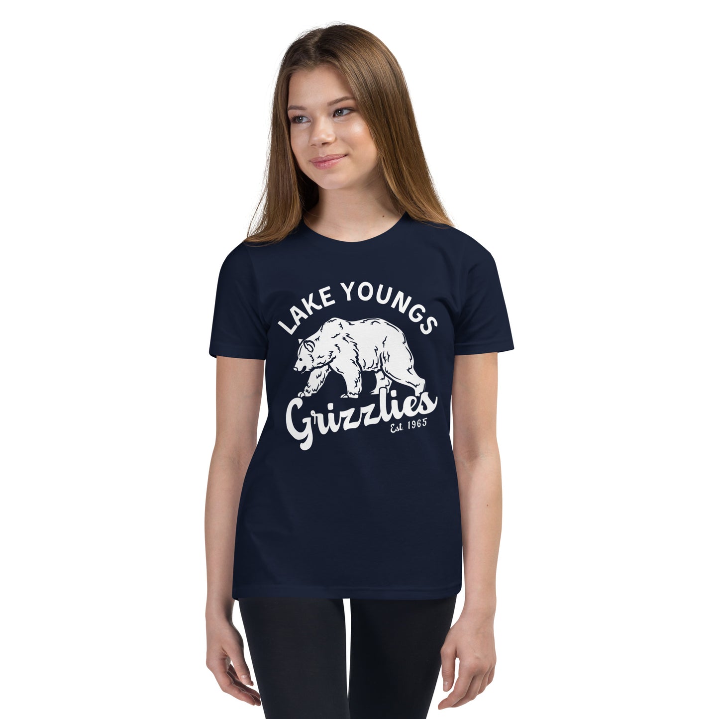 White “Retro Lake Youngs” Youth Short Sleeve T-Shirt Bella + Canvas 3001Y