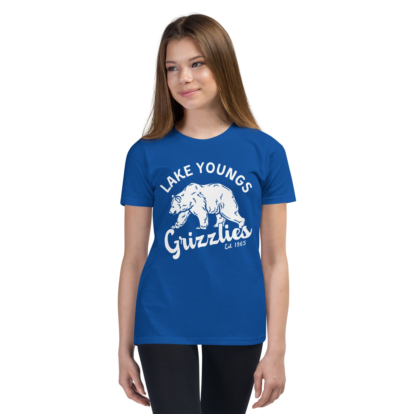White “Retro Lake Youngs” Youth Short Sleeve T-Shirt Bella + Canvas 3001Y