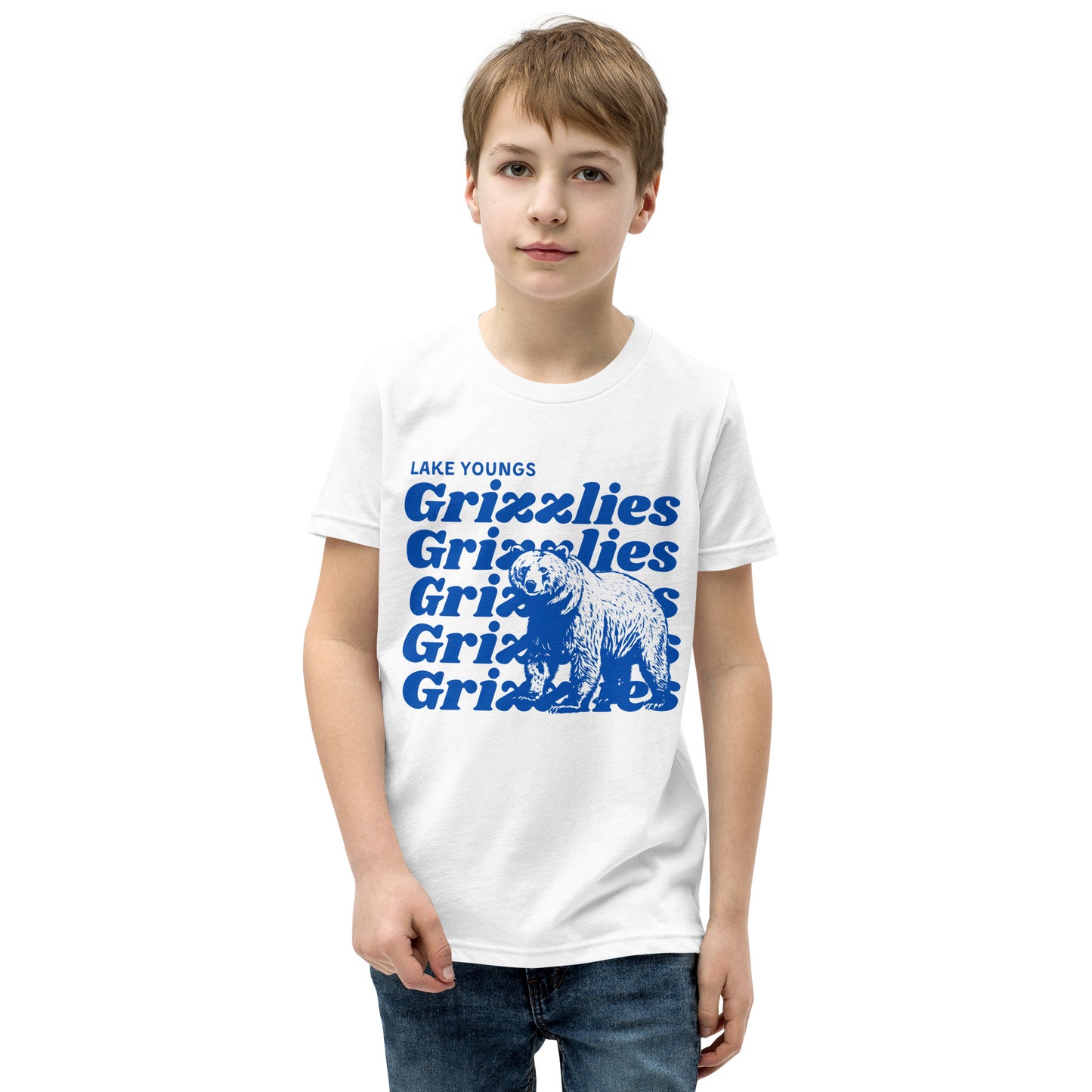 Royal Blue “Grizzlies” Youth Short Sleeve T-Shirt Bella + Canvas 3001Y