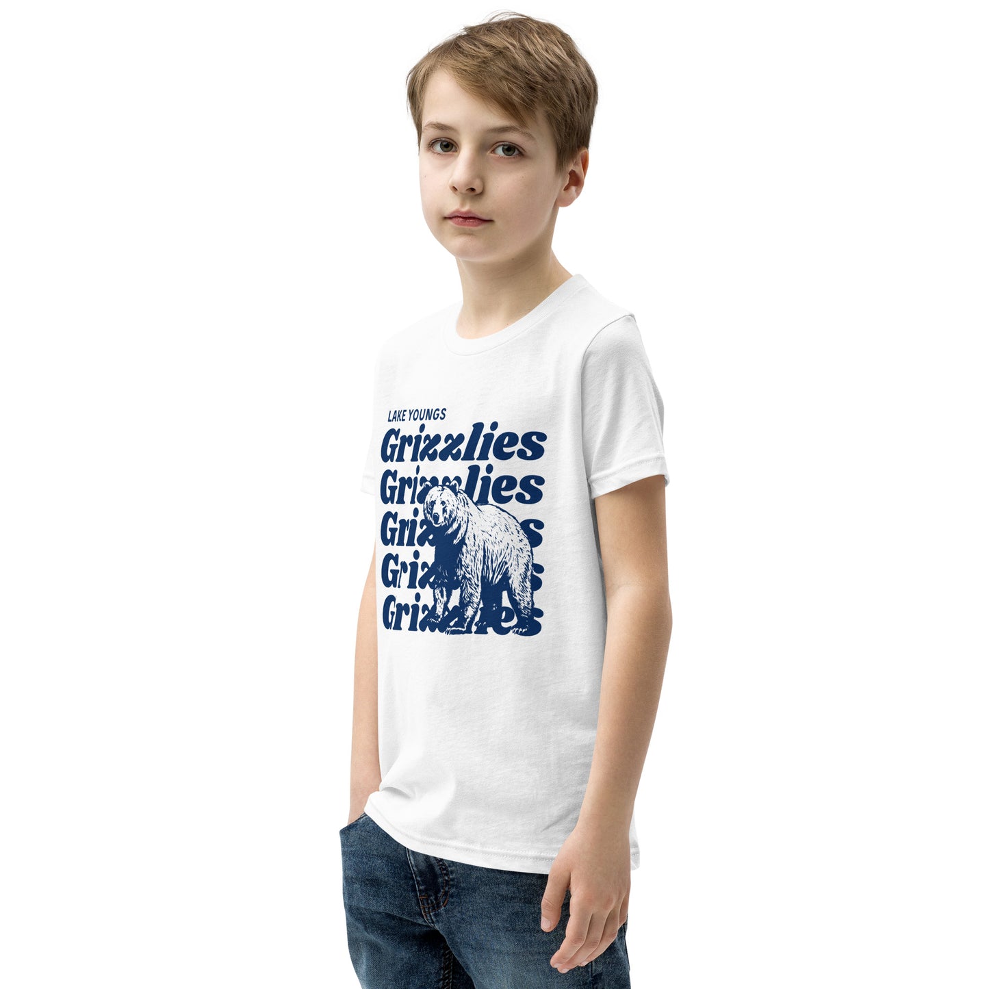Navy Blue "Grizzlies" Youth Short Sleeve Tee Bella + Canvas 3001Y