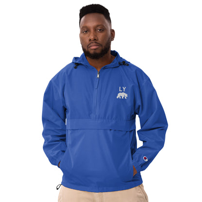 “LY” White on Blue/Navy Adult Champion Packable Jacket