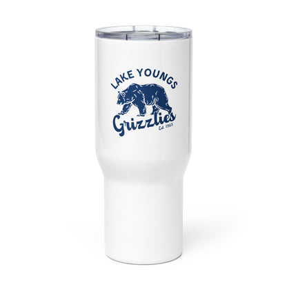 Navy Blue "Retro Lake Youngs" Travel mug with a handle