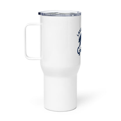 Navy Blue "Retro Lake Youngs" Travel mug with a handle