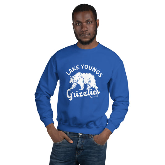White “Retro Lake Youngs” Adult Crew Neck Sweatshirt