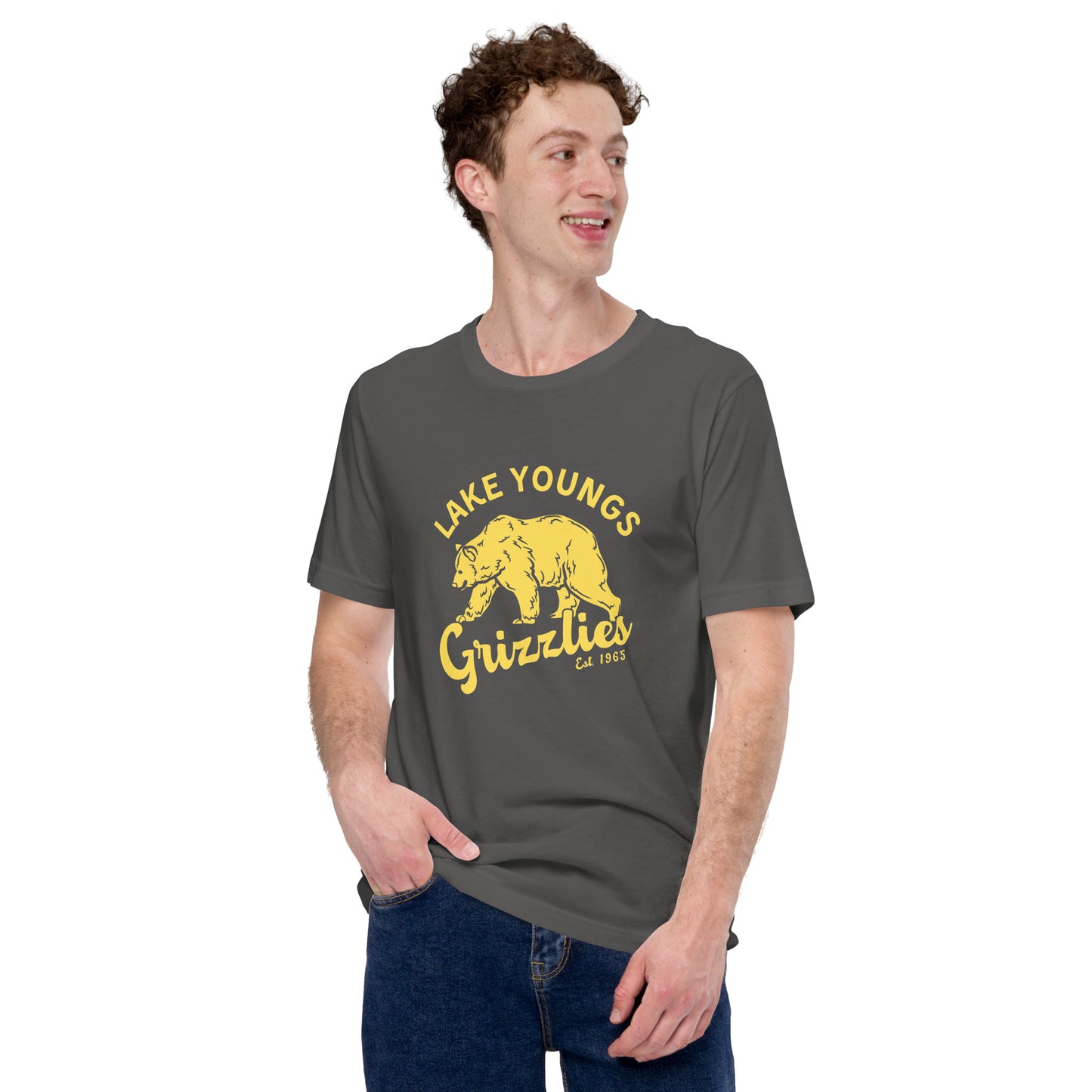 Yellow “Retro Lake Youngs” Adult Short Sleeve T-Shirt