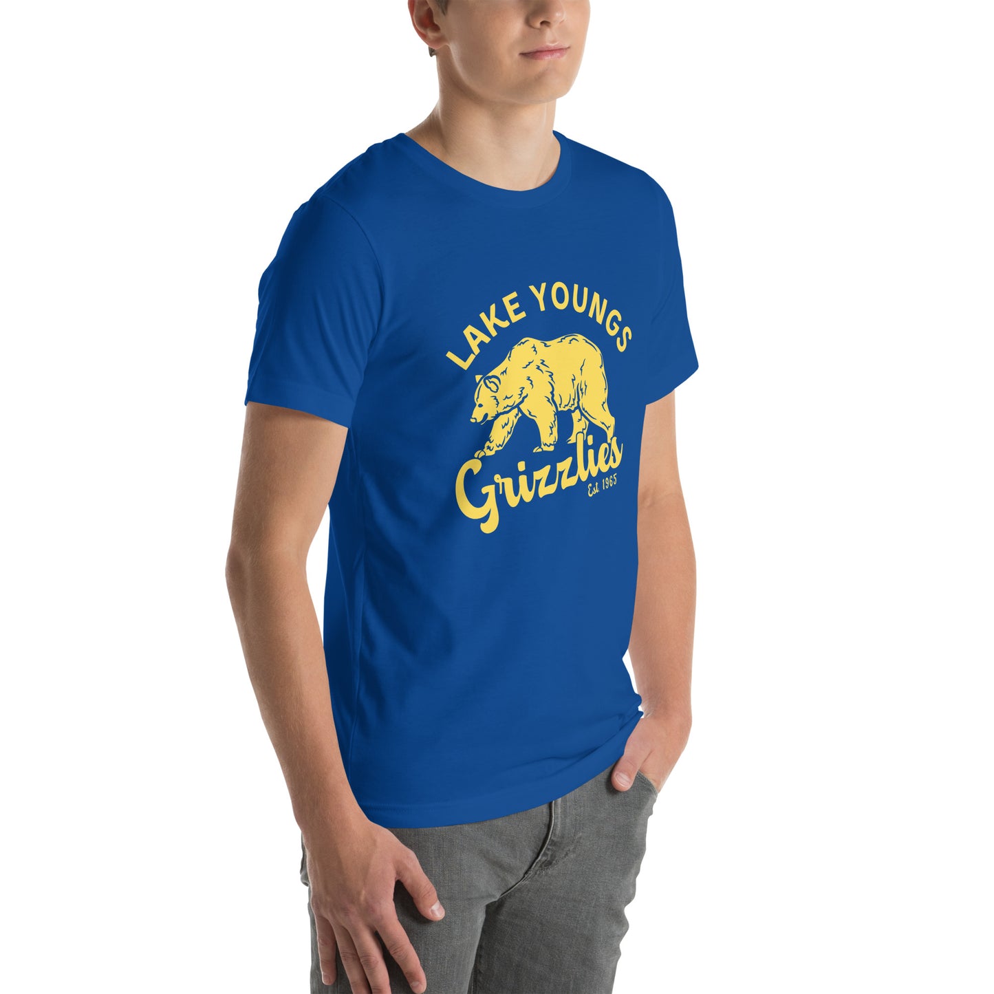 Yellow “Retro Lake Youngs” Adult Short Sleeve Unisex T-Shirt