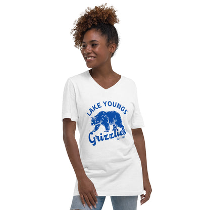 Royal Blue “Retro Lake Youngs” Adult V-Neck T-Shirt