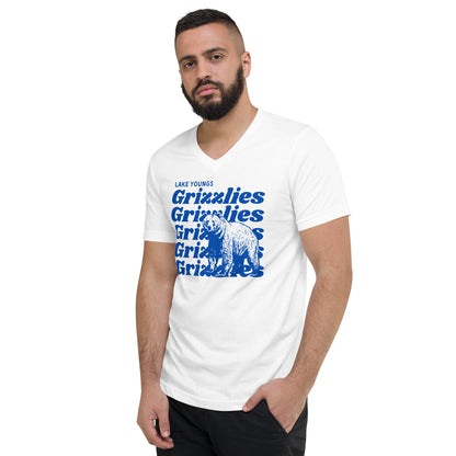 Royal Blue “Grizzlies” Adult V-Neck T-Shirt