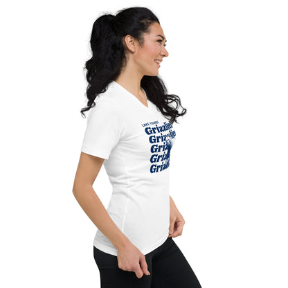Navy Blue “Grizzlies” Adult V-Neck T-Shirt