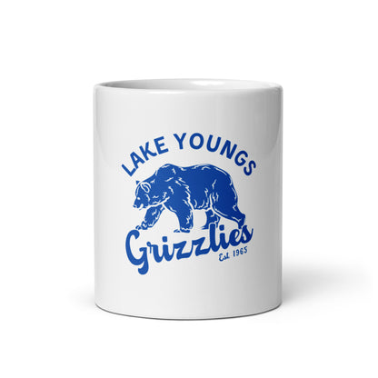 Royal Blue "Retro Lake Youngs" White glossy mug
