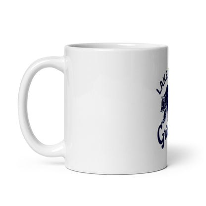 Navy Blue "Retro Lake Youngs" White glossy mug