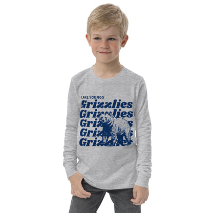 Navy Blue “Grizzlies” Youth Long Sleeve T-Shirt Bella + Canvas 3501Y