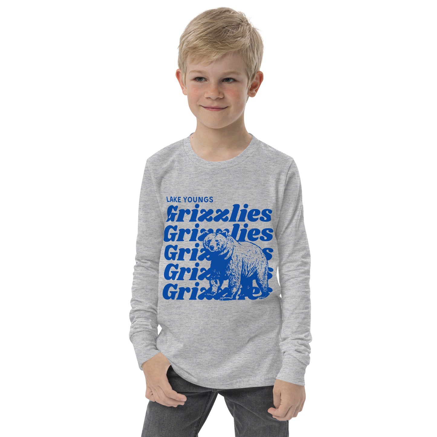 Royal Blue “Grizzlies” Youth Long Sleeve T-Shirt Bella + Canvas 3501Y