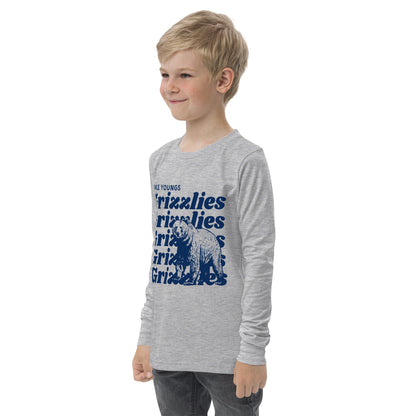 Navy Blue “Grizzlies” Youth Long Sleeve T-Shirt Bella + Canvas 3501Y