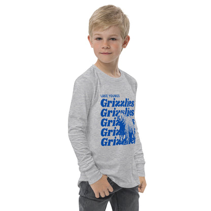 Royal Blue “Grizzlies” Youth Long Sleeve T-Shirt Bella + Canvas 3501Y