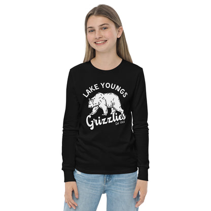 White “Retro Lake Youngs” Youth Long Sleeve T-Shirt