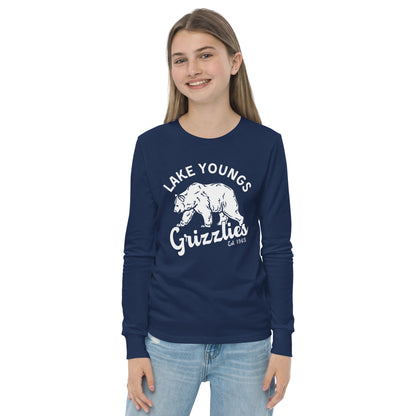 White “Retro Lake Youngs” Youth Long Sleeve T-Shirt