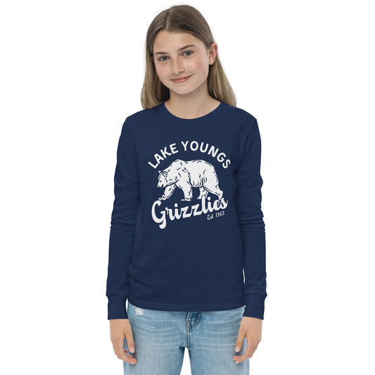 White “Retro Lake Youngs” Youth Long Sleeve T-Shirt