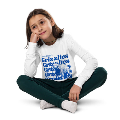 Royal Blue “Grizzlies” Youth Long Sleeve T-Shirt Bella + Canvas 3501Y