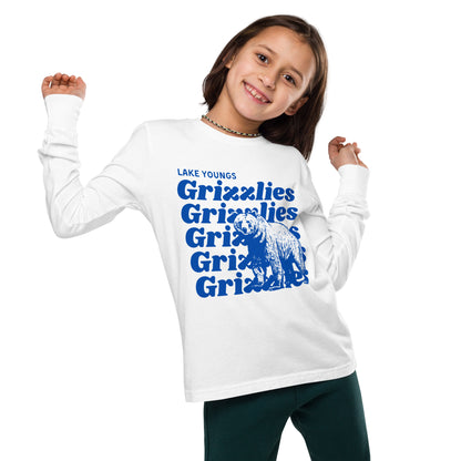 Royal Blue “Grizzlies” Youth Long Sleeve T-Shirt Bella + Canvas 3501Y
