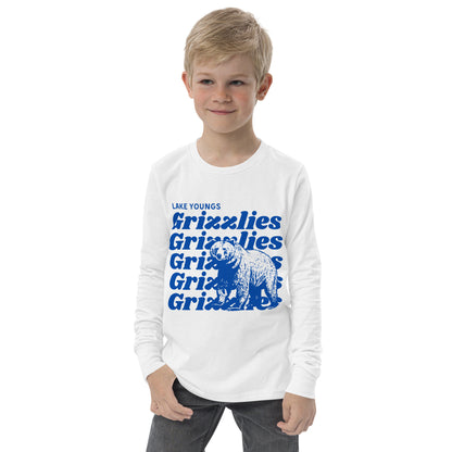 Royal Blue “Grizzlies” Youth Long Sleeve T-Shirt Bella + Canvas 3501Y