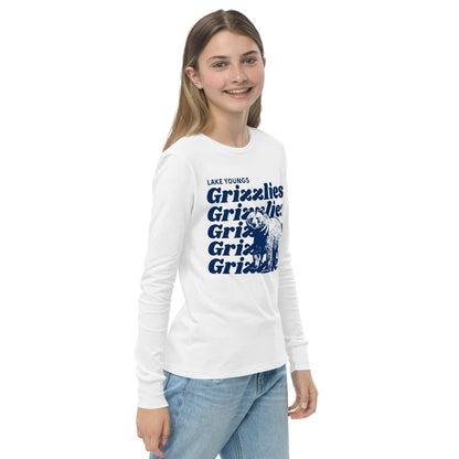 Navy Blue “Grizzlies” Youth Long Sleeve T-Shirt Bella + Canvas 3501Y
