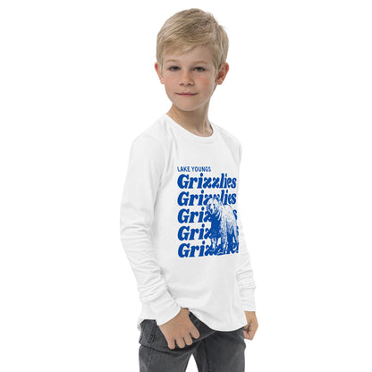 Royal Blue “Grizzlies” Youth Long Sleeve T-Shirt Bella + Canvas 3501Y