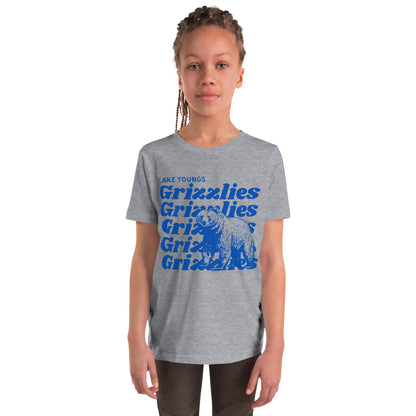 Royal Blue “Grizzlies” Youth Short Sleeve T-Shirt Bella + Canvas 3001Y